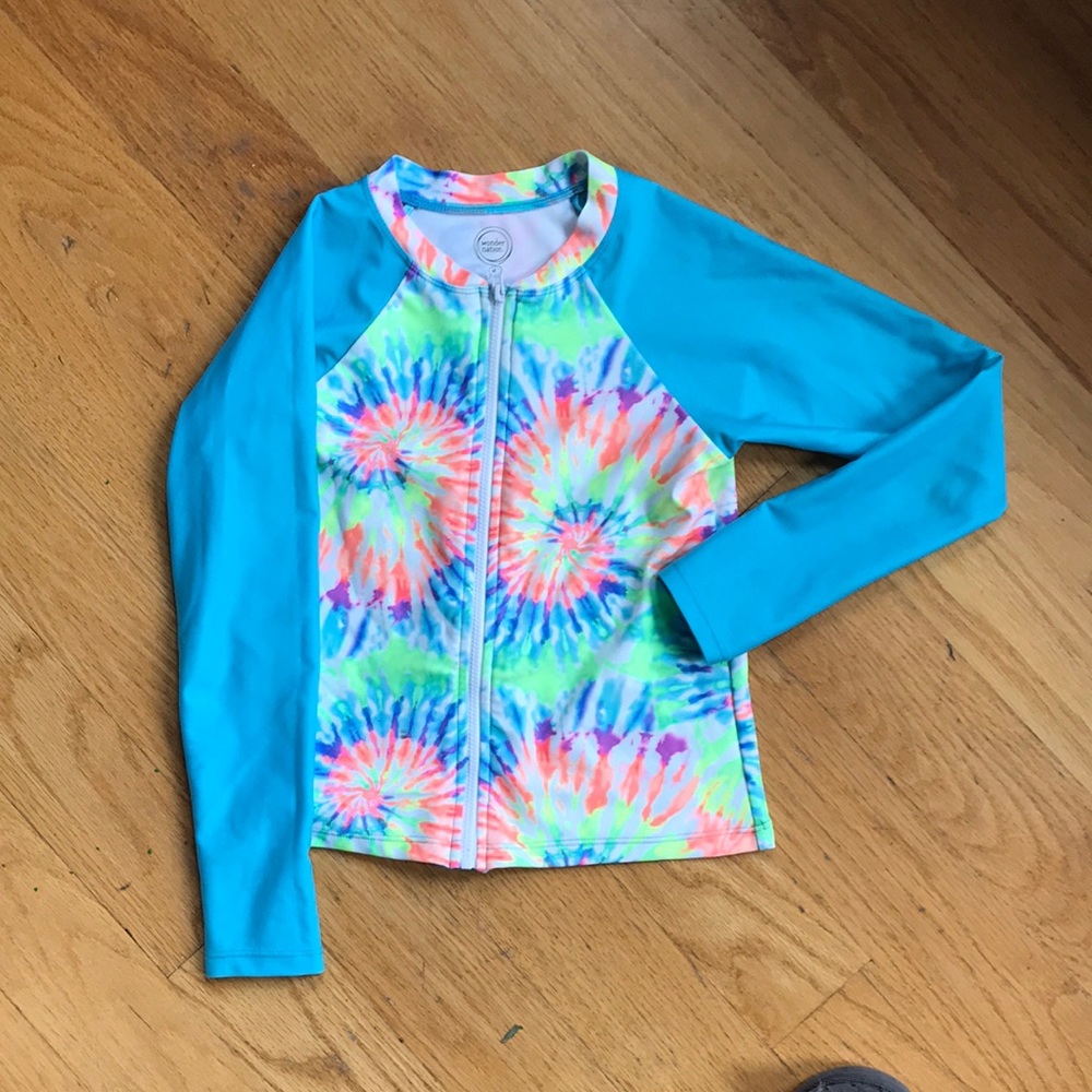Swimsuit long sleeve top with zipper M 7-8